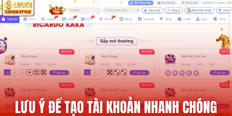 Lưu ý giúp bạn tạo tài khoản nhanh chóng, tiện lợi