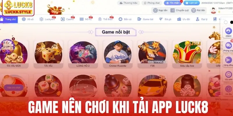 Siêu phẩm game nên chơi khi tải app LUCK8