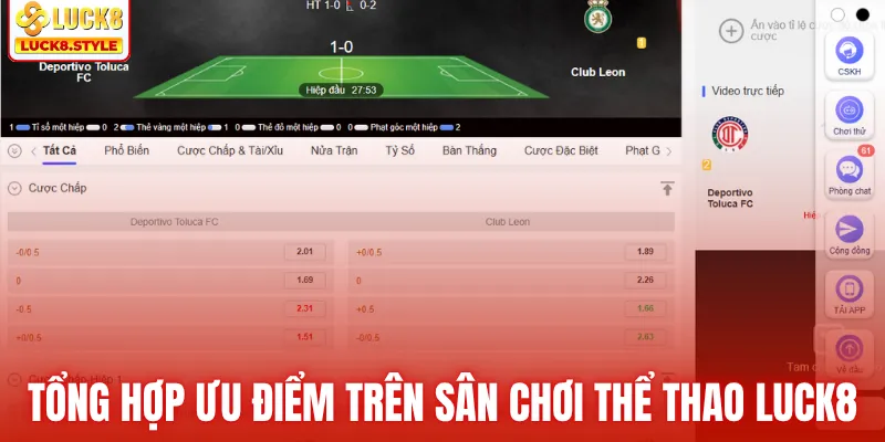 Tổng hợp ưu điểm trên sân chơi thể thao LUCK8